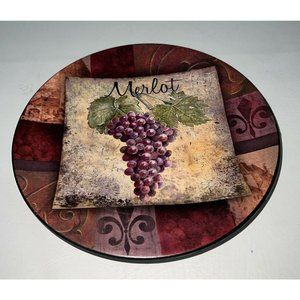Merlot Wine Decorative Plate Round 8” Home Kitchen Dining Decor